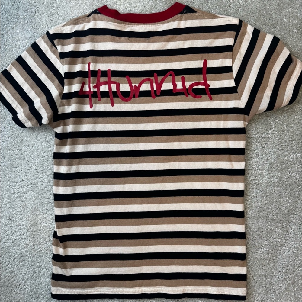 4Hunnid Stripped Tee. No size tag- seems to be a small - Picture 5 of 6